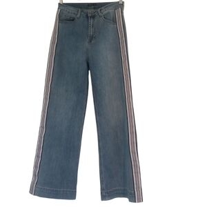 MOTF Jeans Womens M 28x29 High Rise Wide Baggy Y2k Light Wash Stripe Skater